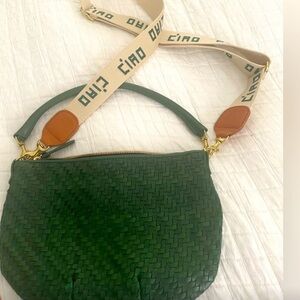 Clare V Petit Moyen
Evergreen Woven Zig Zag bag with Ciao strap